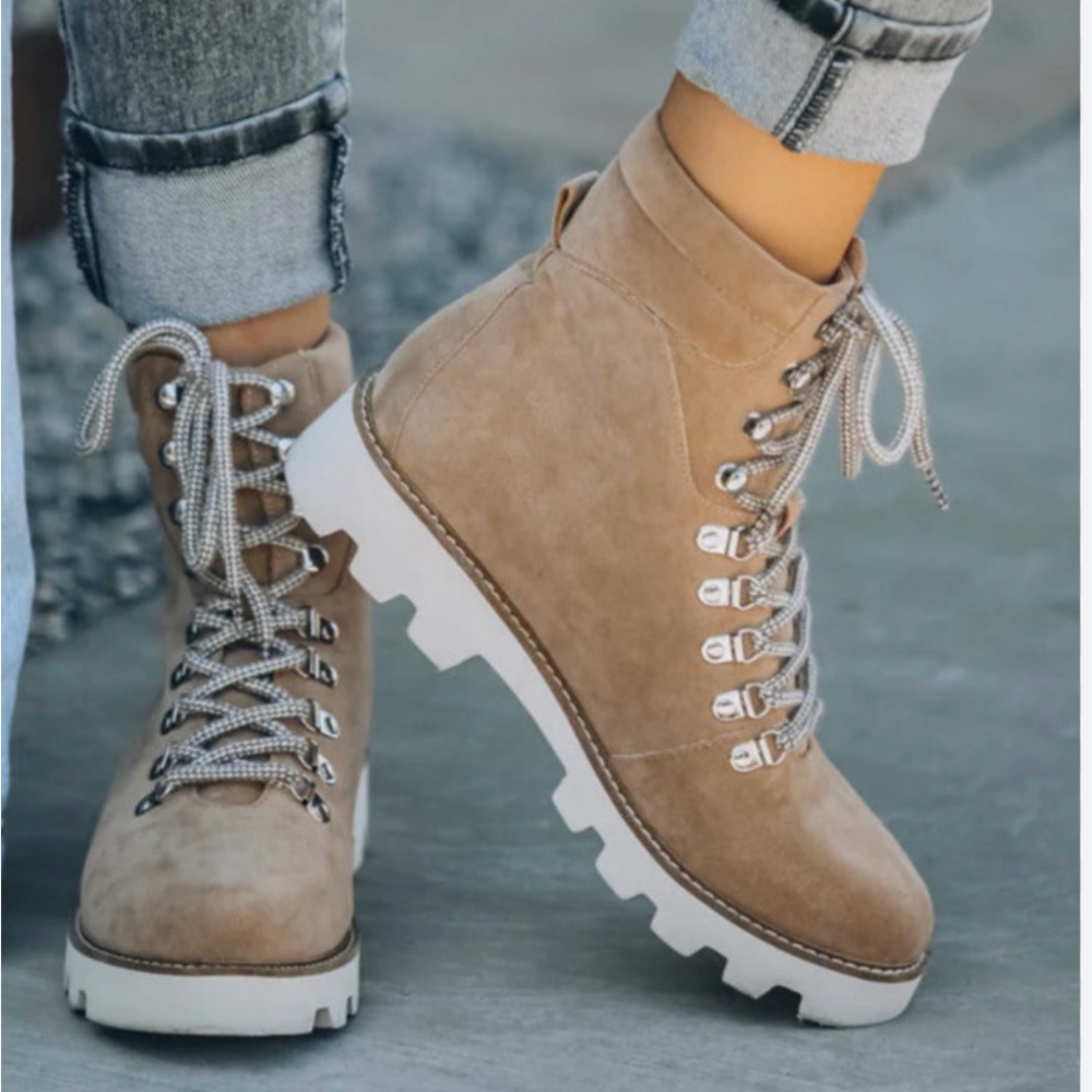 Vici Tan Lace Up Suede Boots for Women
